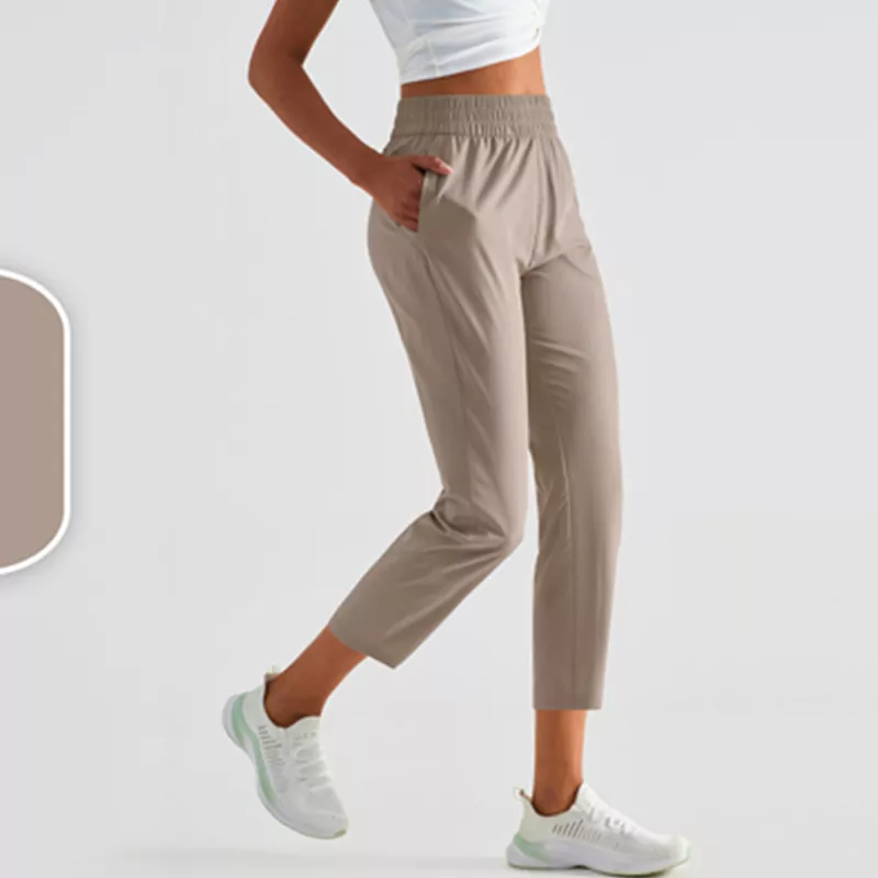 Schnell trocknende, sonnenschützende Yogahose mit hohem Bund