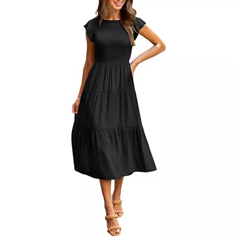 Small Flying Sleeve Dress For Women's Maxi Dress