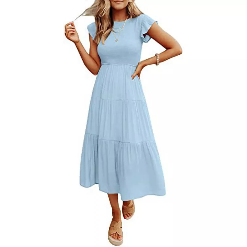 Small Flying Sleeve Dress For Women's Maxi Dress