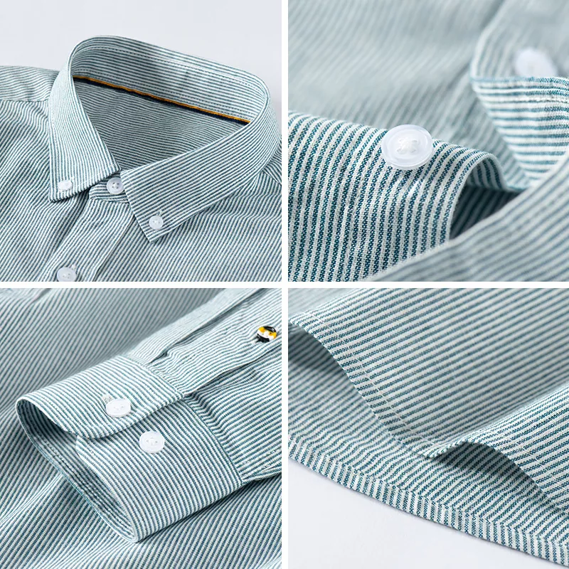 Spring New Men's Striped Long Sleeve Shirt