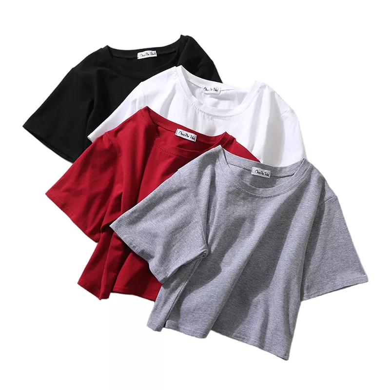 Einfarbiges, kurzes, vielseitiges Sommer-Damen-T-Shirt