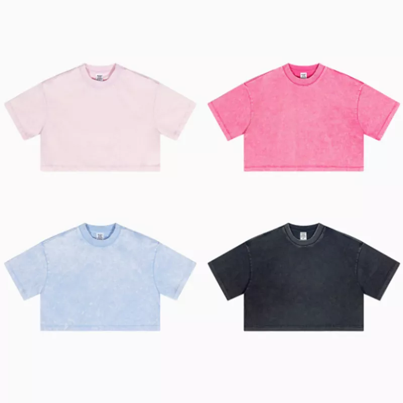 Kurzärmliges Damen-T-Shirt im verwaschenen Vintage-Stil